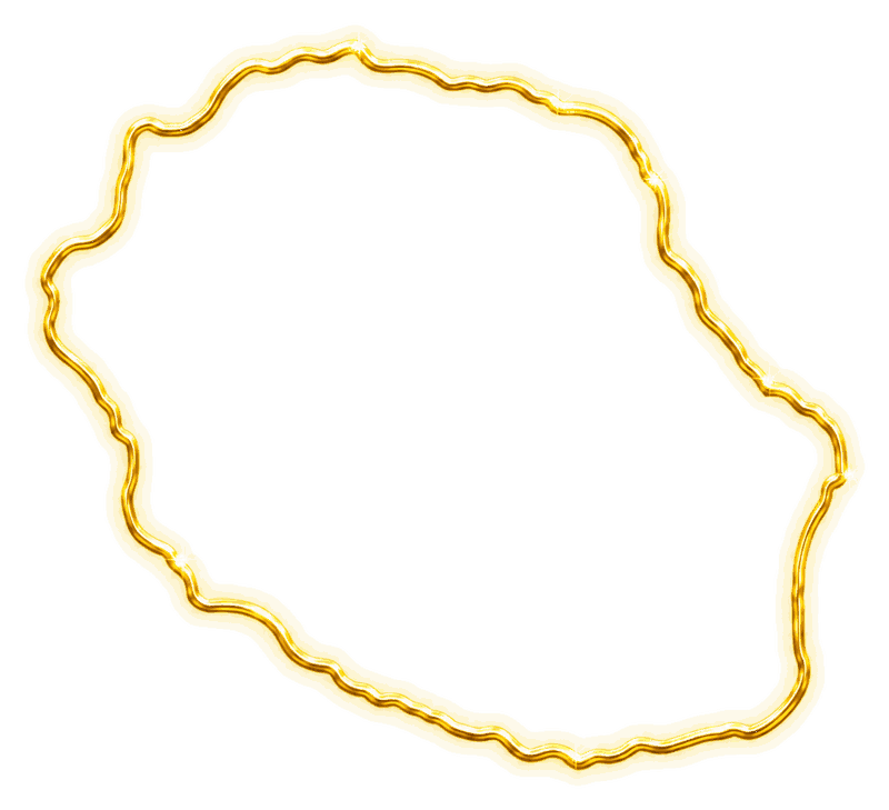 Contour doré de l'île de La Réunion
